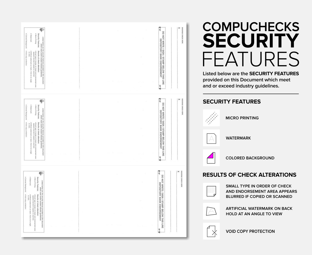250 Blank Check Stock Paper – 3 on a Page Business Checks – Blue/Red Prismatic