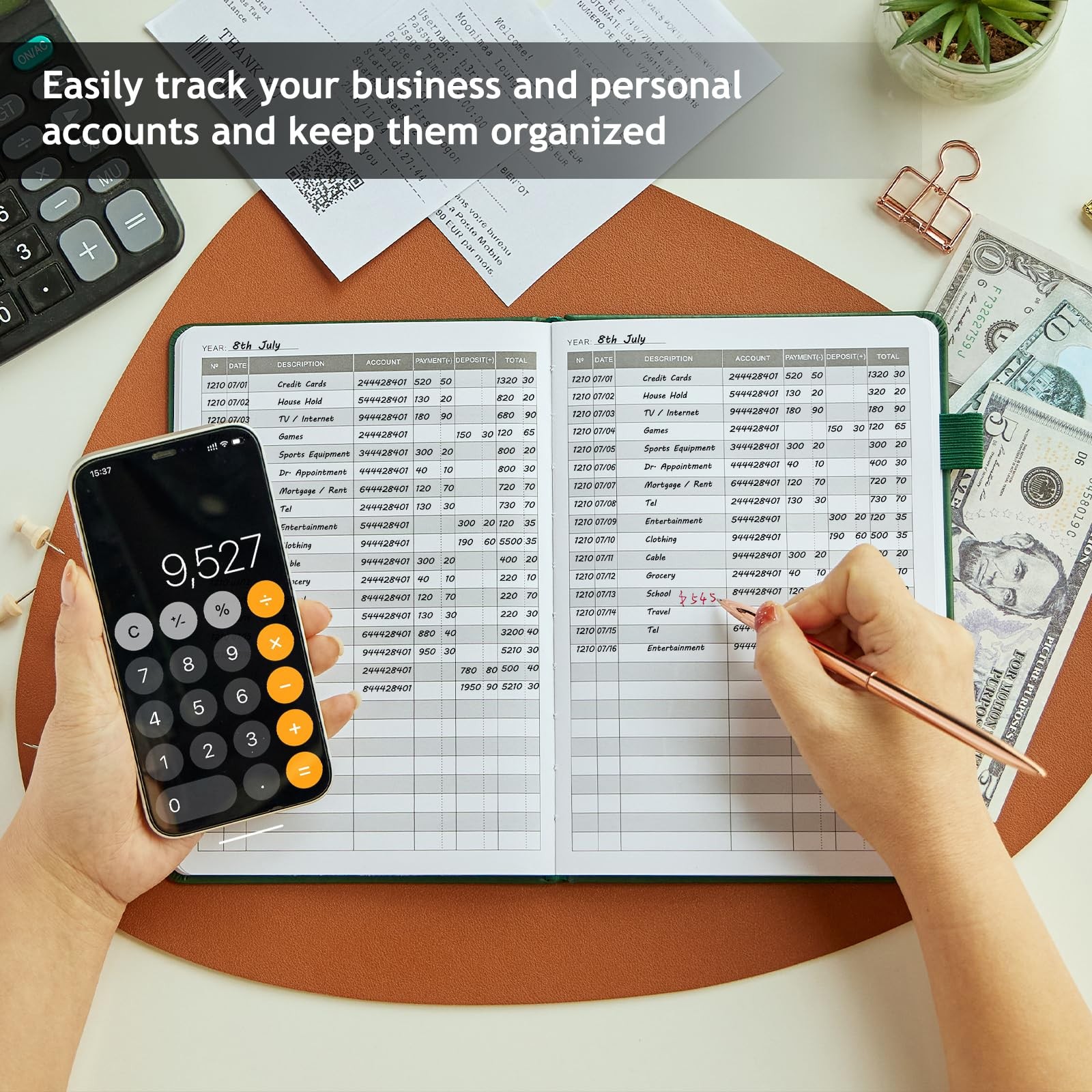 5 MINUTES A DAY Accounting Ledger Book: Medium (5.8″ x 8.3″), Dark Green