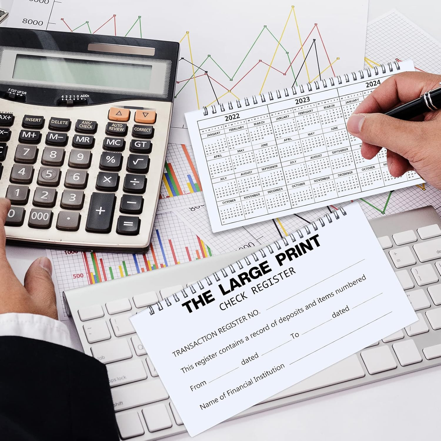 2 Set Totally 50 Sheets Check Registers for Personal Checkbook Large Print Low V
