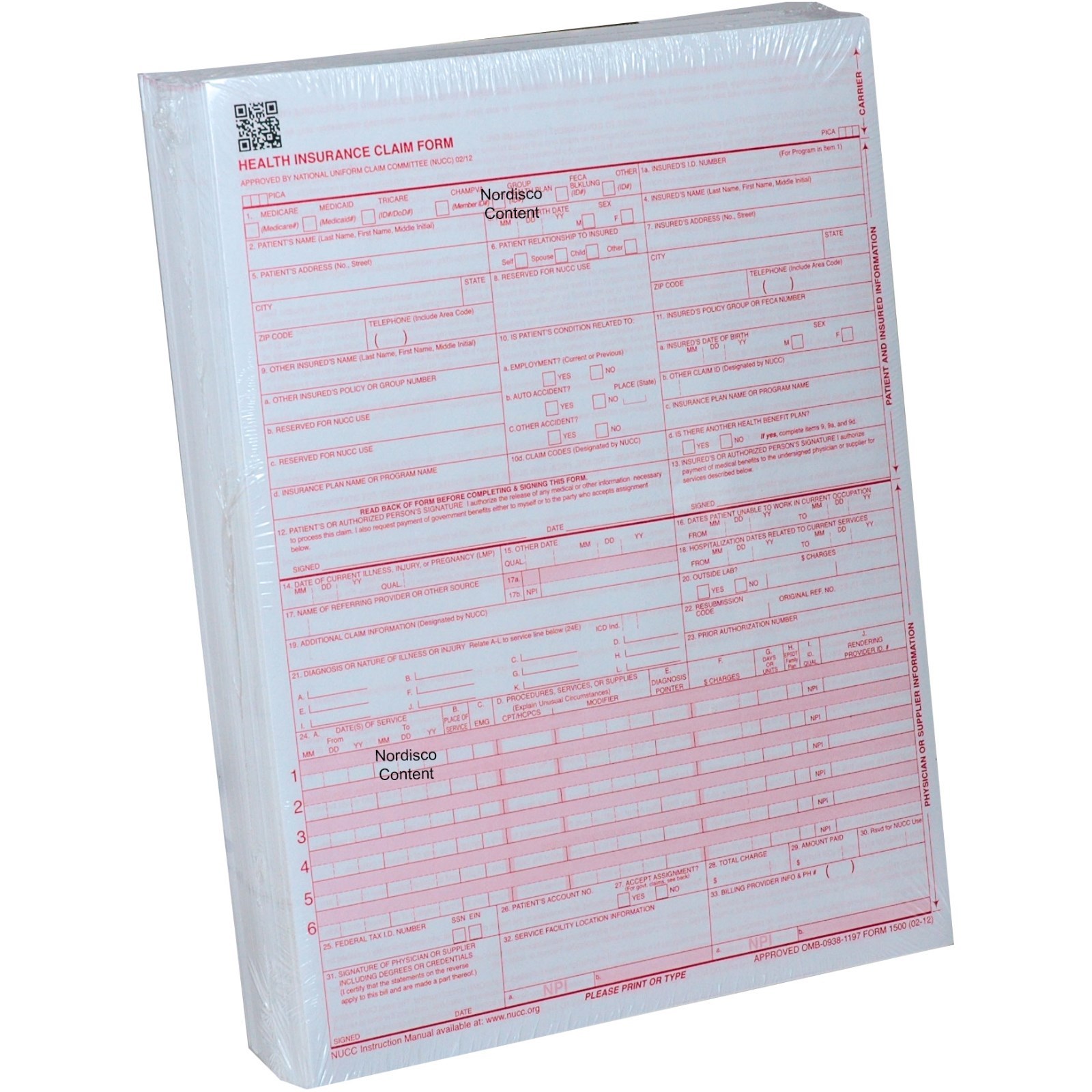 NEW CMS 1500 HCFA Health Insurance Claim Forms (Version 02/12) 500 Forms