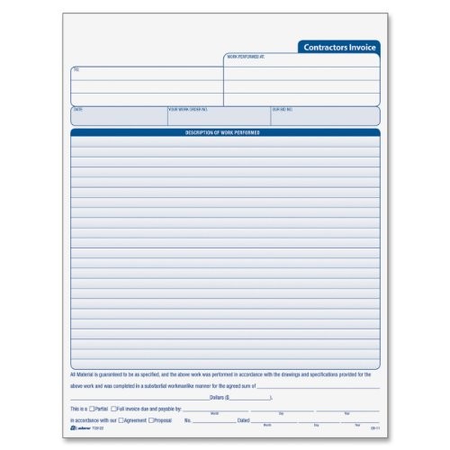 Adams TC8122 Contractor’s Invoice Book 50 Sheets Carbonless