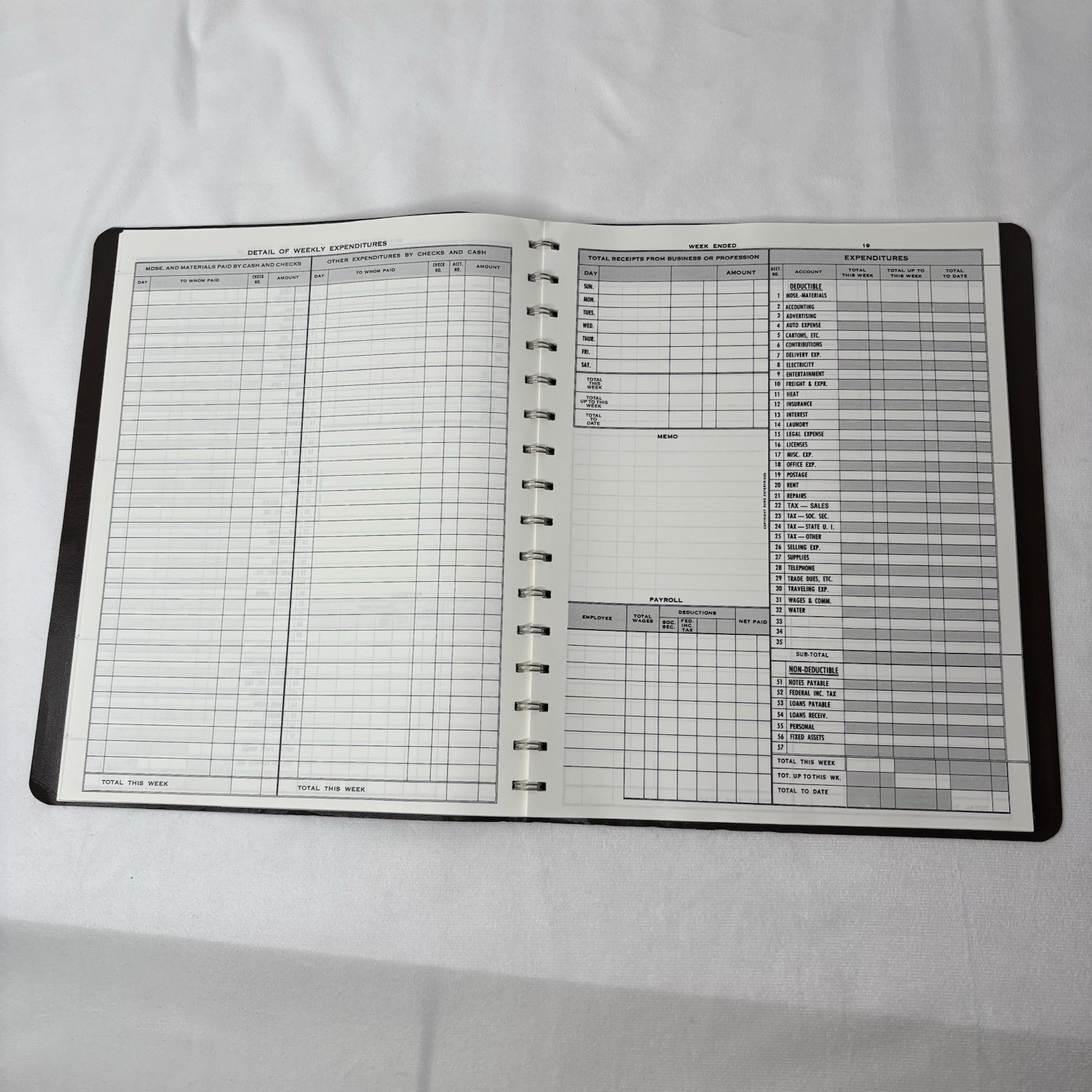 Dome Bookkeeping Record Brown Vinyl Cover 128 Pages 8 1/2 x 11 Pages 600