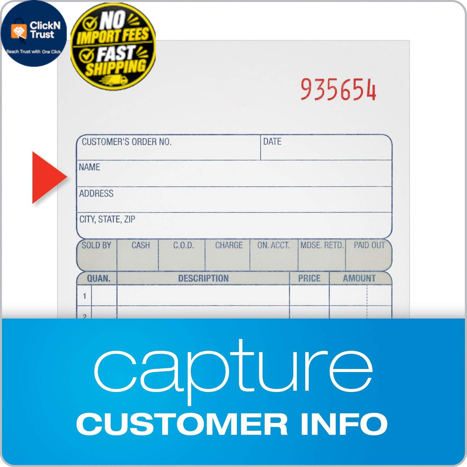 Adams Sales Order Book, 2-Part, 50 Count (Pack of 1), White/Canary