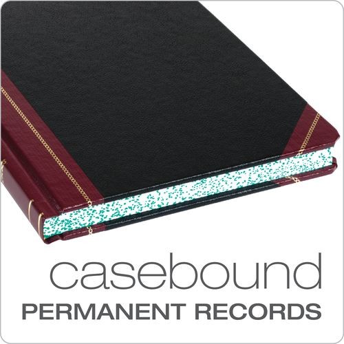 BORG21150R Log Book, Record Rule, Black/Red Cover, 150 Pages, 10 3/8 x 8 1/8