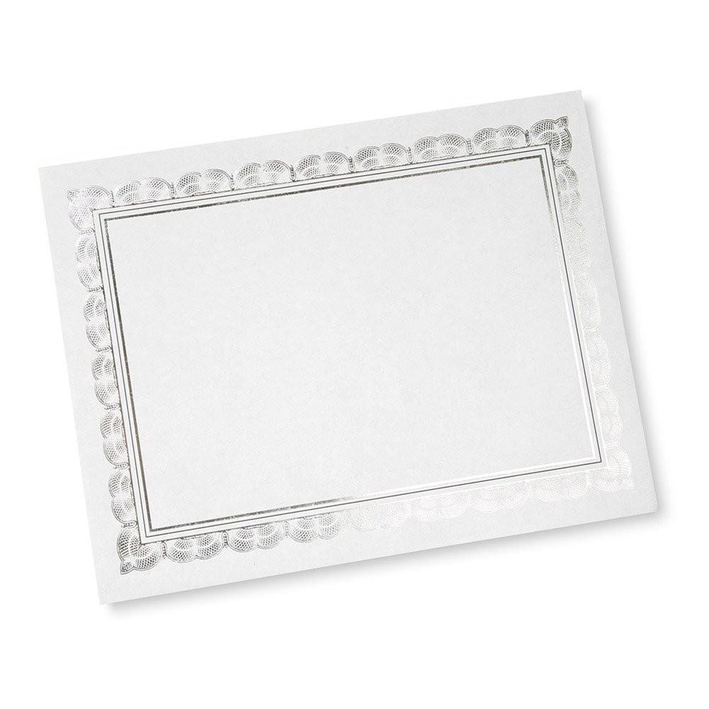 Gartner Studios Silver Foil Certificate Paper, White 15 Count,