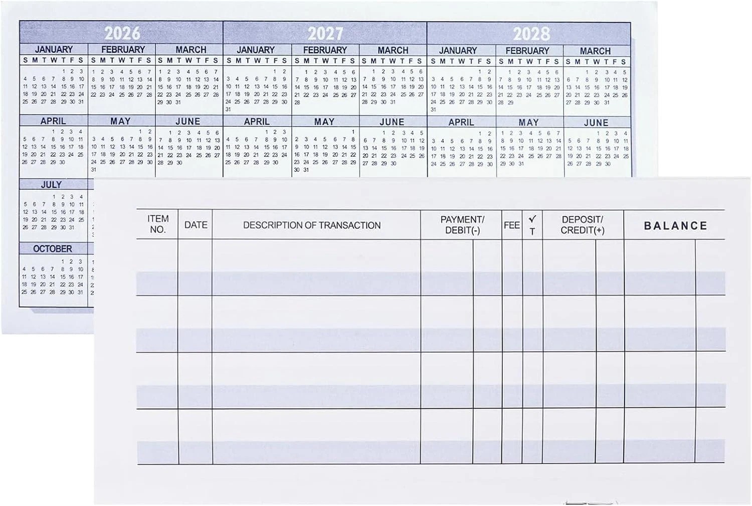 Bold Layout 12 Pack Check Registers for Clear Transaction Logging & Budgeting