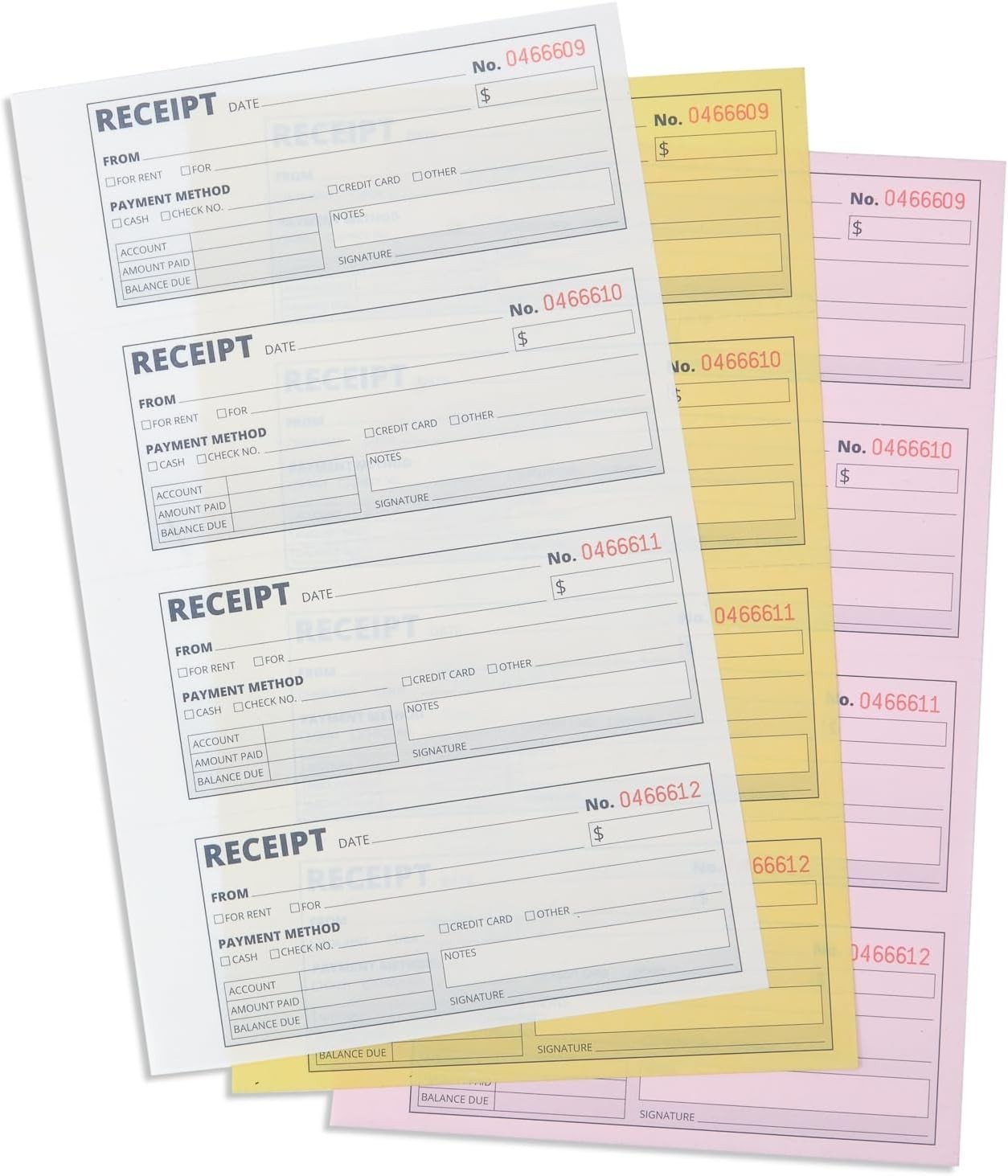 Organized Carbonless Rent Receipt Book with 500 Receipts, Perfect for Landlords