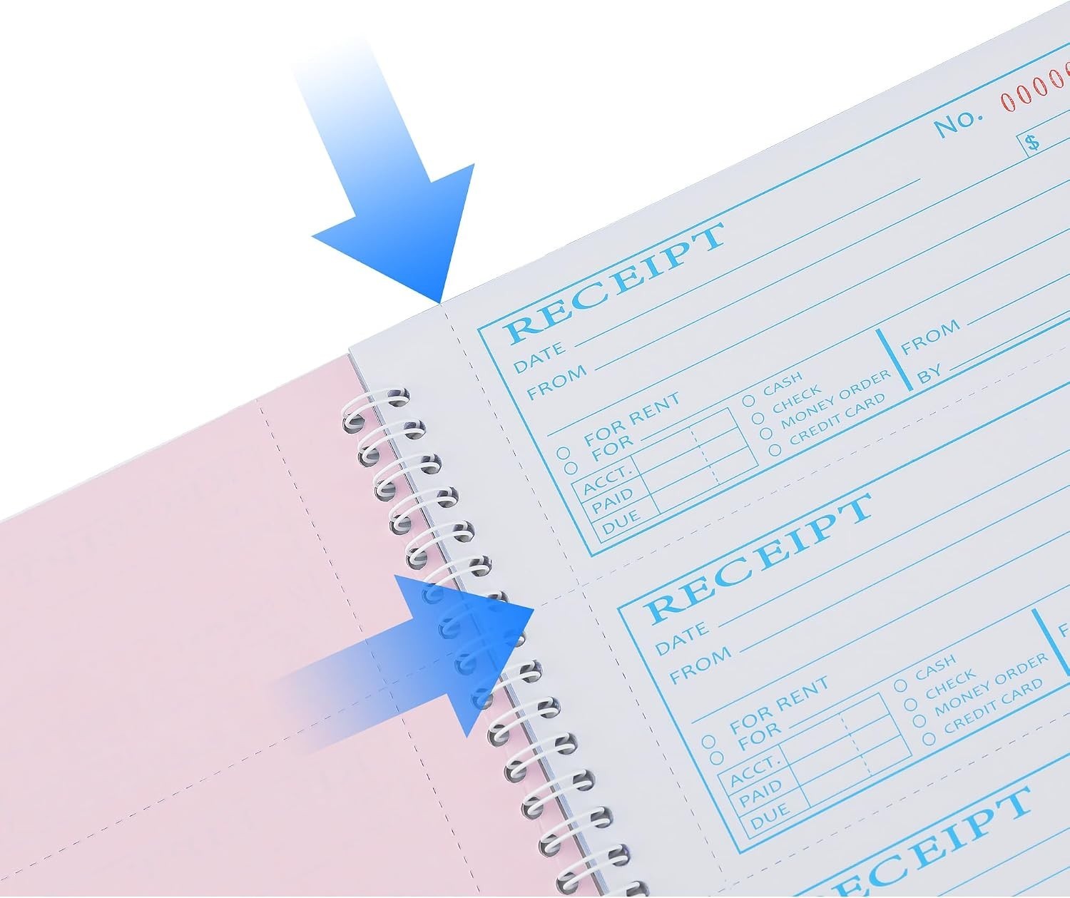 Receipt Books with Carbon Copies,Money and Rent Receipt Book,3-Part Carbonles…