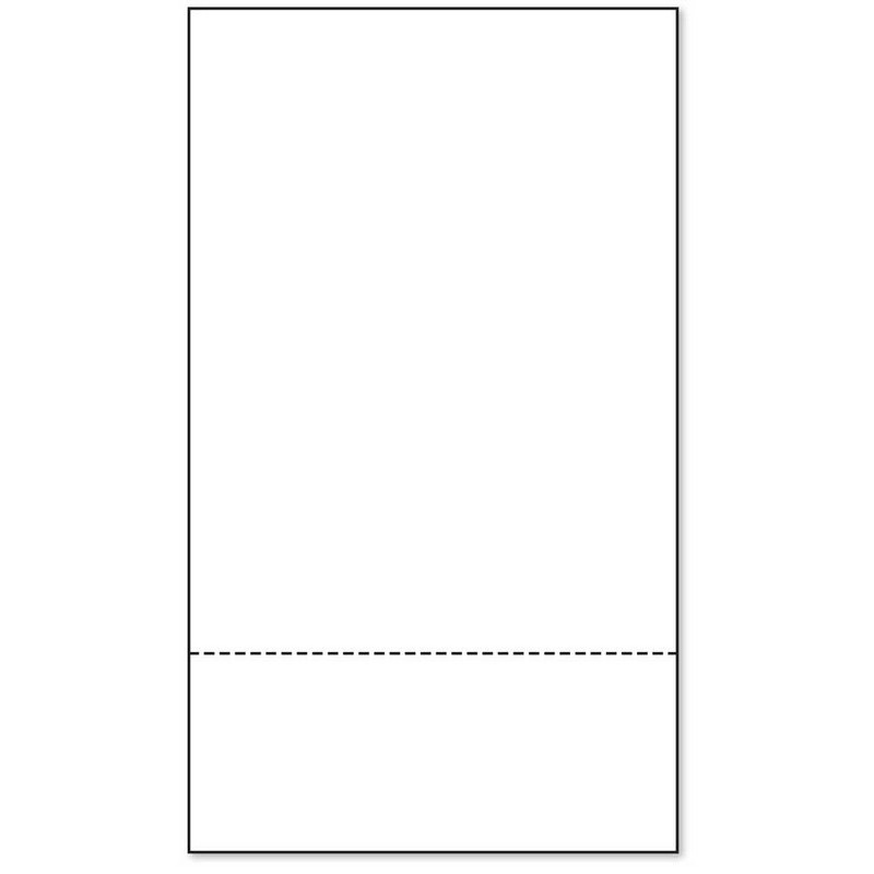 8-1/2” x 14″ Laser Cut Sheet, 24# White Stock, 1 Horizontal Perforation 3-1/2″