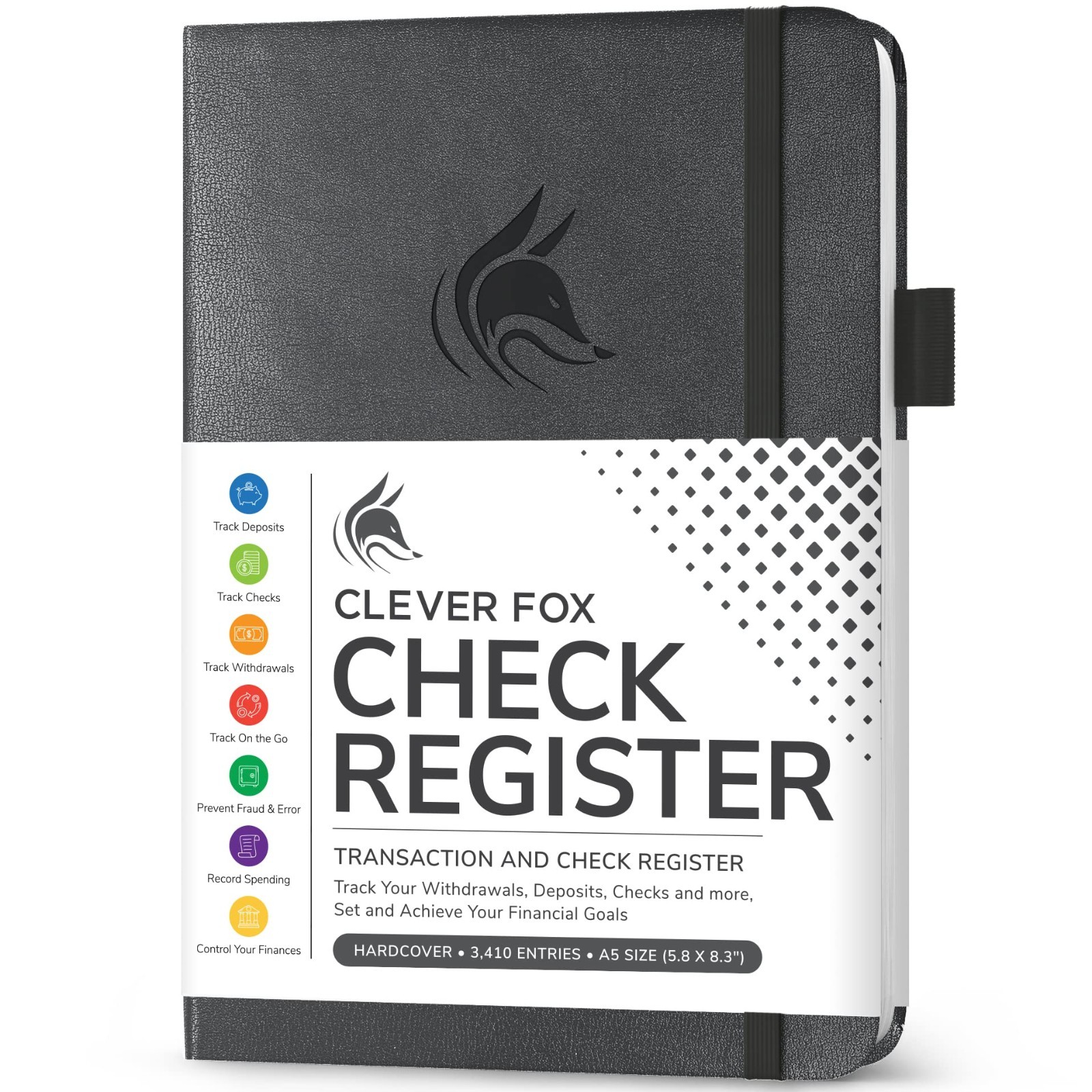 Deluxe Check Register Book – A5 Hardcover Accounting Ledger & Transaction Log
