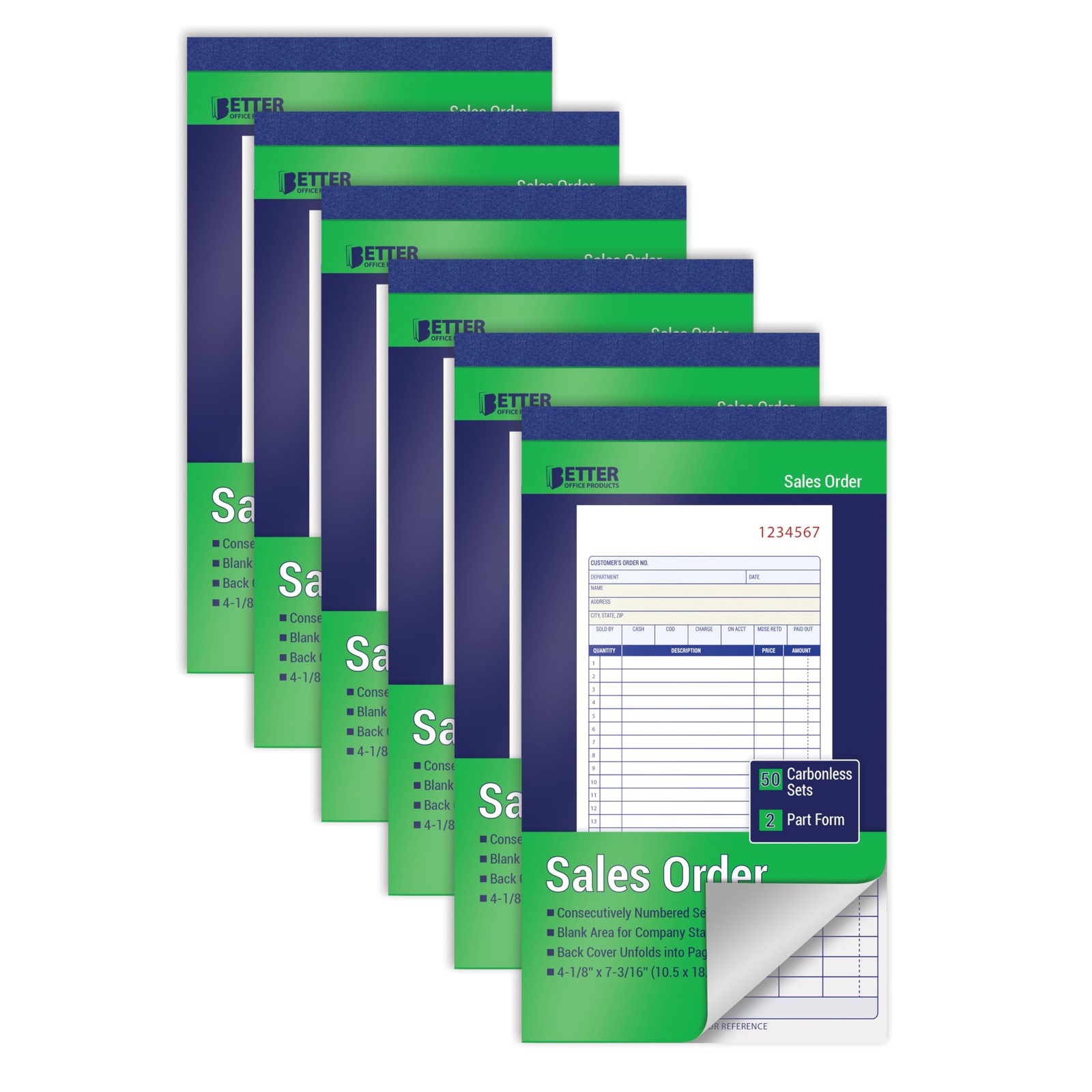 Sales Order Books, 6 Pack, 2-Part Carbonless (White/Canary Yellow), 4-1/8 x 7…