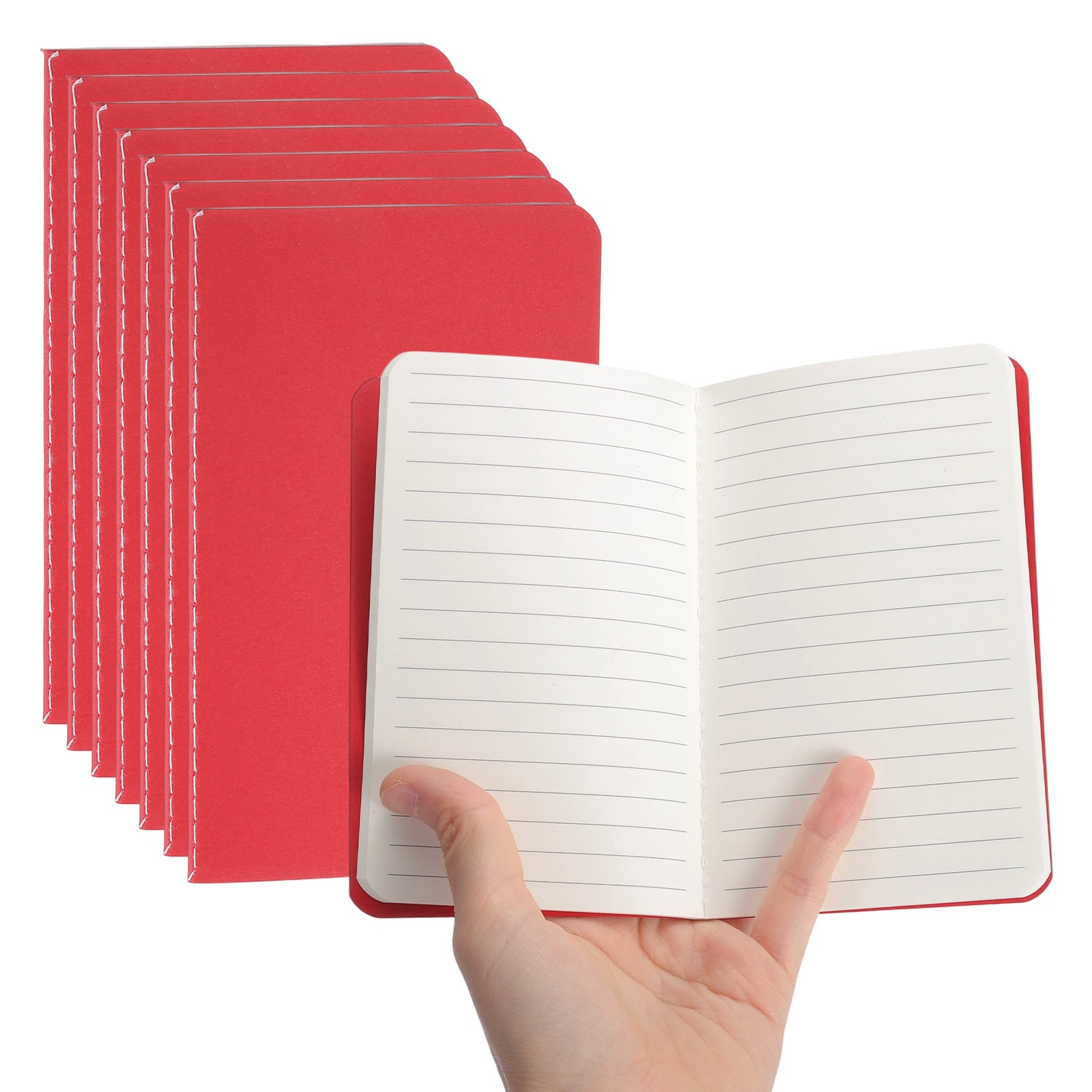 8 Pack A6 Notebook, A6 Journal Mini Notebook Pocket Kraft,Red