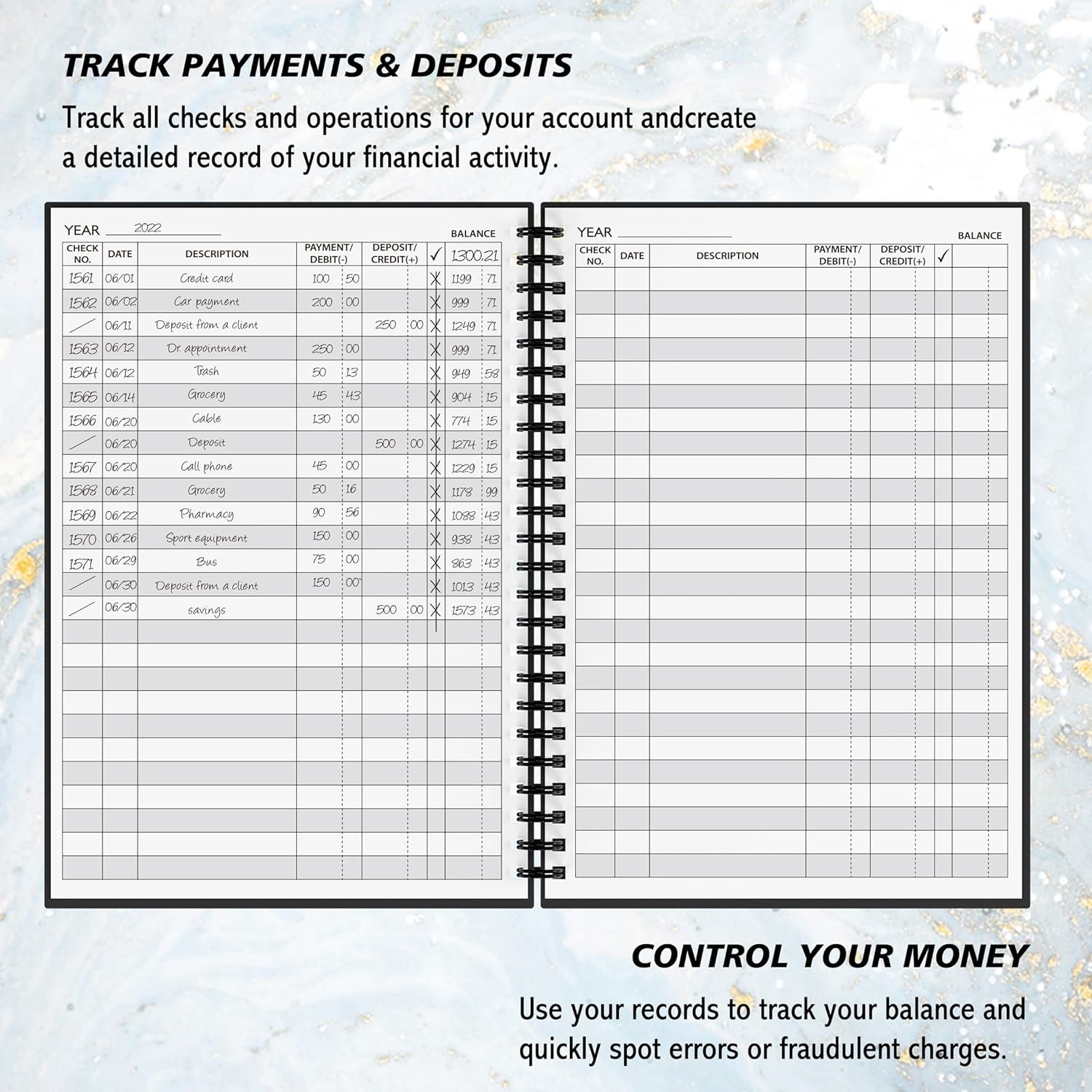 Accounting Ledger Book – A5 Check Register for Small Businesses & Personal Use,