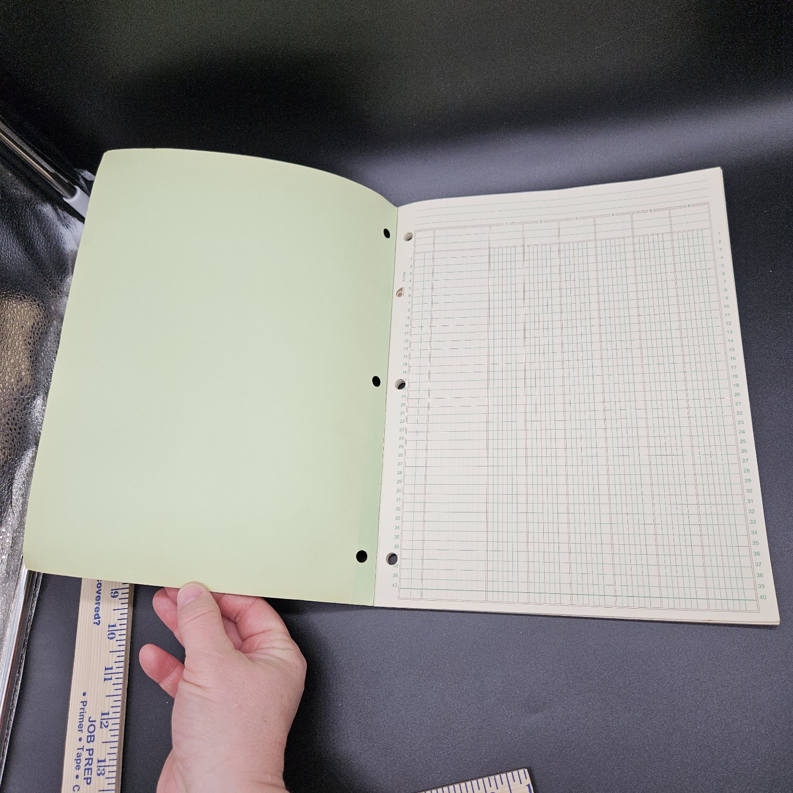 AmPad 6 Column Double Page Columnar Ledger Pad 11 X 8 1/2, Greentint 22-606