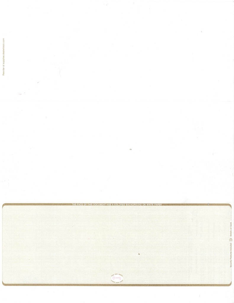 Blank Check Stock Paper – Check on Bottom – Brown Business Security Paper Packs