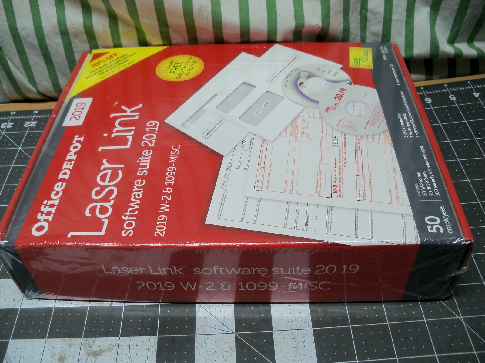 Office Depot Laser Link Software Suite W-2 + 1099-Misc 50 Employees 2019 USA W2