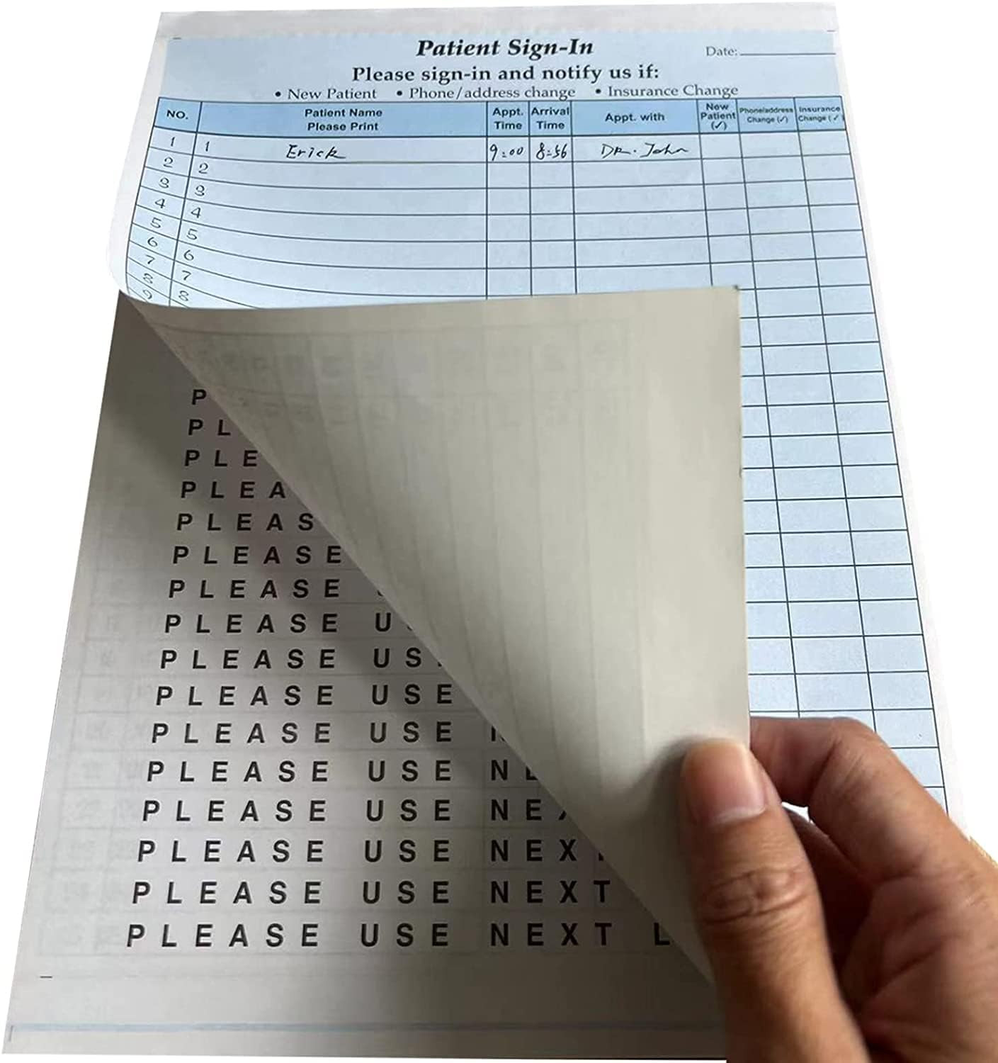 NCR Carbonless 3 Part Patient Sign in Sheets HIPAA Approved and Compliant for Co