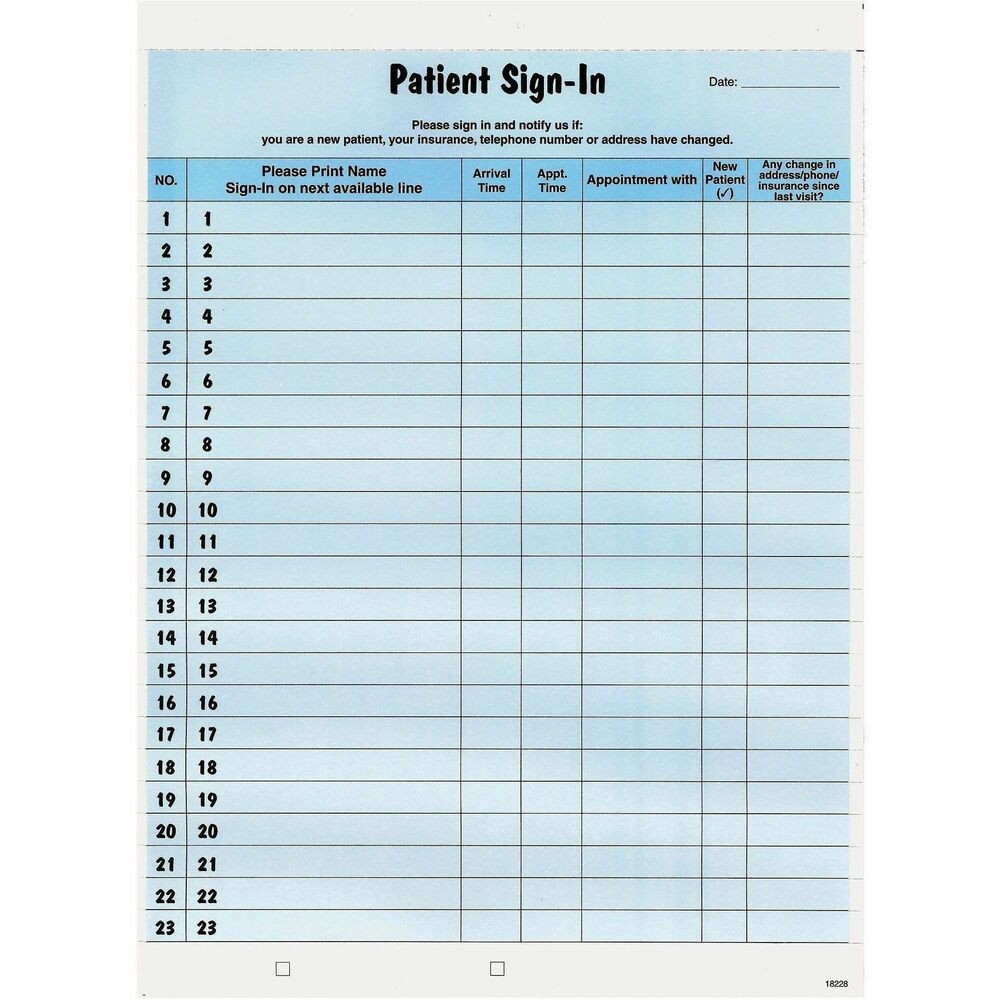 Tabbies Patient Sign-In Label Forms – 125 Sheet(s) – 8.50″ x 11″ Sheet Size –