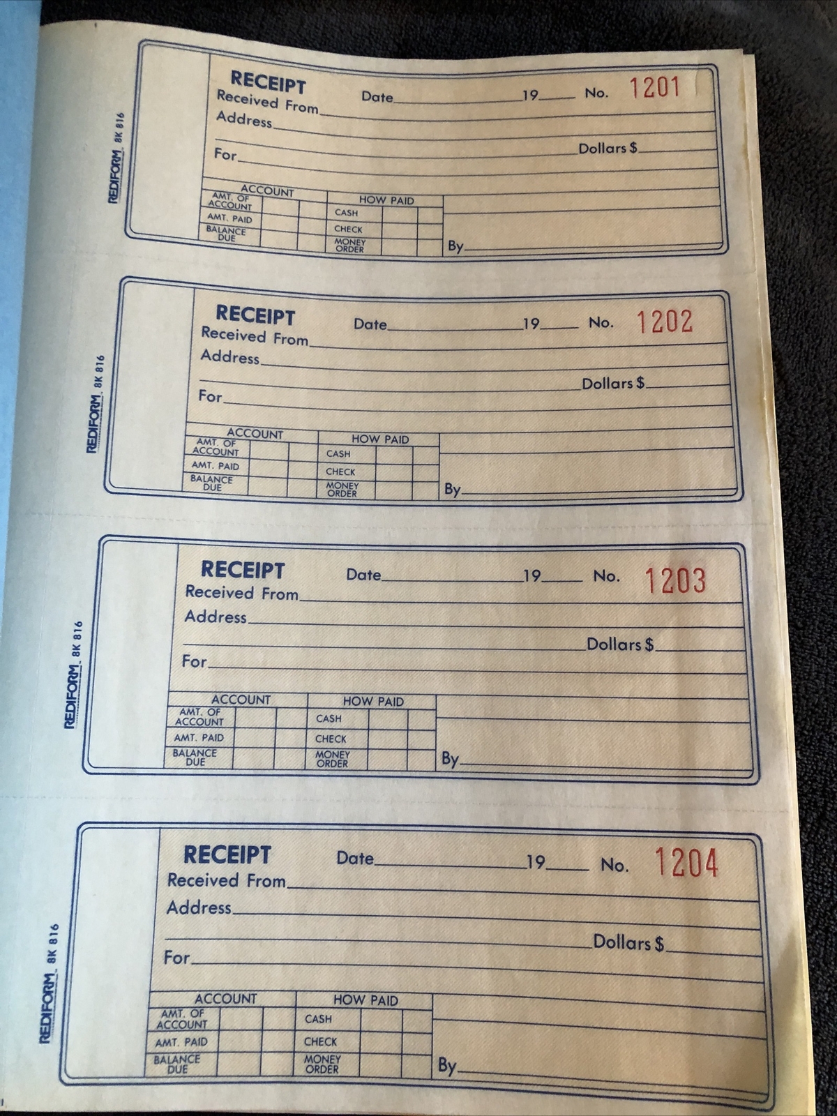 Carbonless Money Receipt Book – 400 Sets REDIFORM 8K 816 Unused