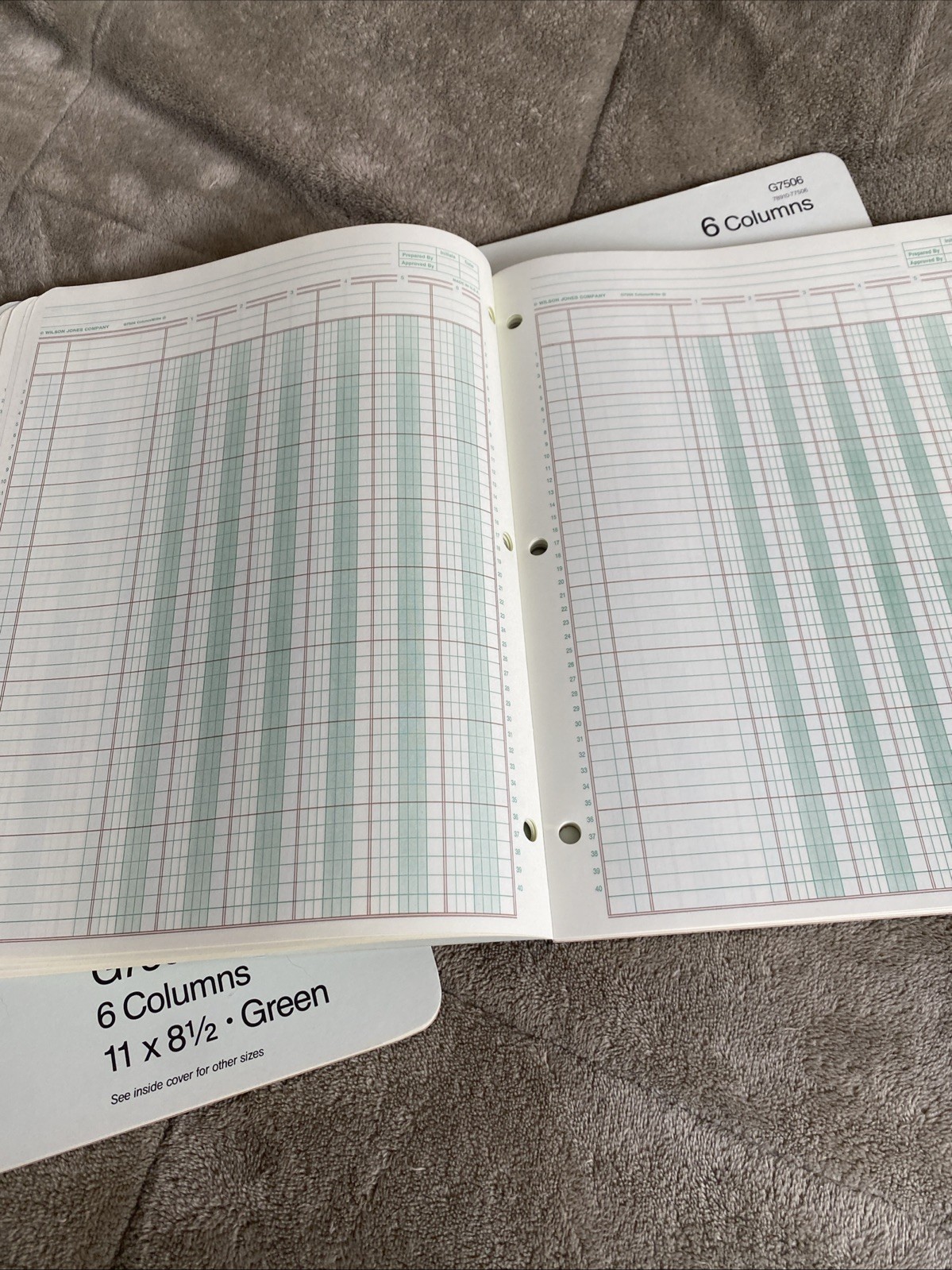 Wilson Jones Columnar Pad 50 Sheets & 6 Columns 11×8.5″ FOUR BOOKS G7506 Green