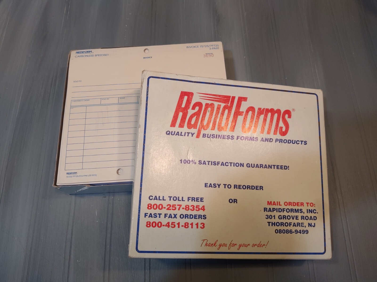 Rapid Forms invoice form 64145p 3-Part Carbonless 125 sets 8″x9″