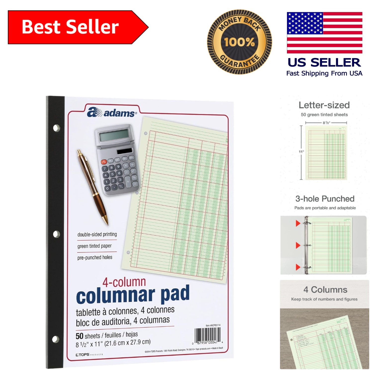 Enhance Your Accounting with 4 Column Columnar Pad – 100 Durable Acid-Free Pages