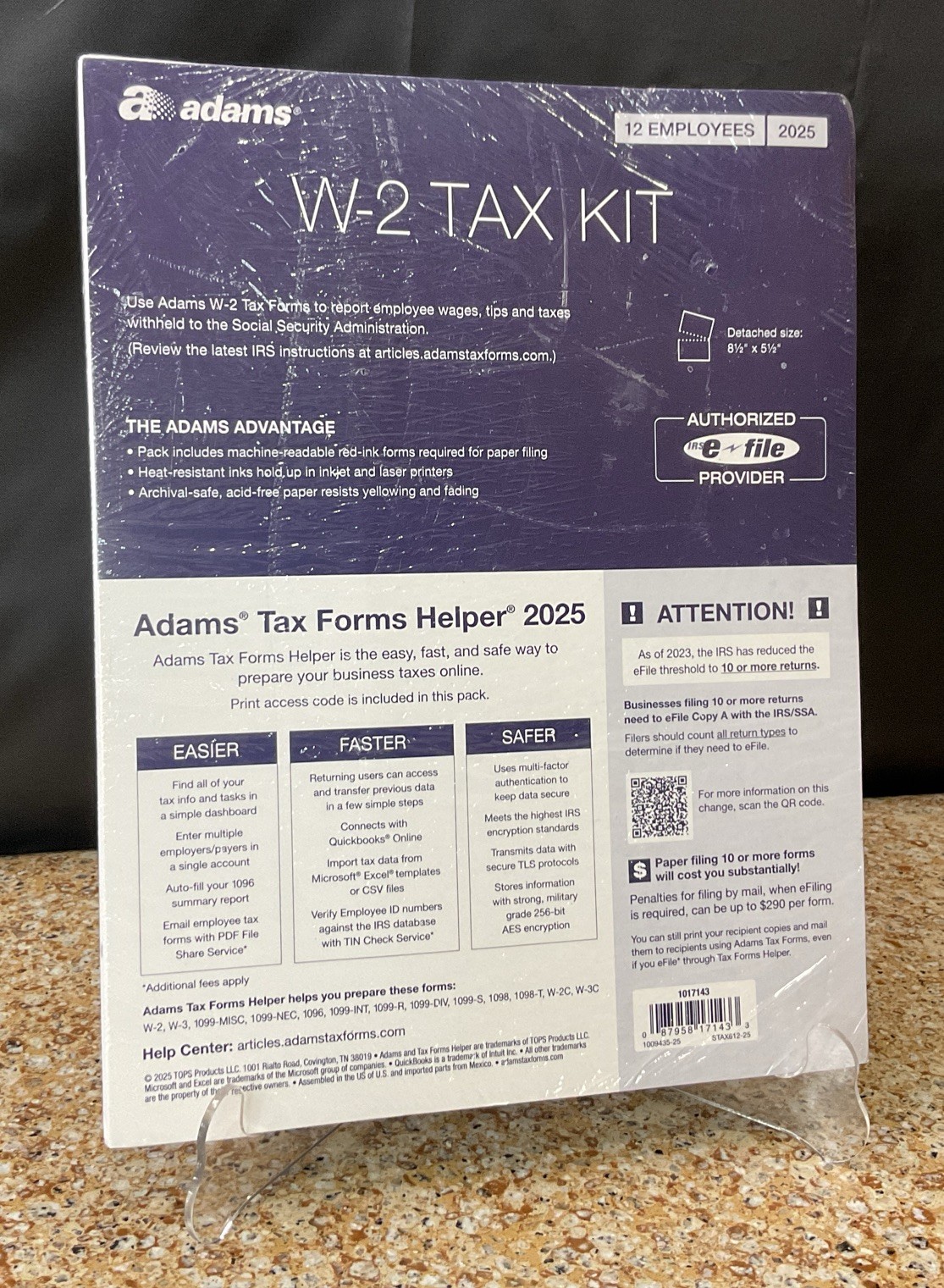 Adams W-2 Forms 2025 6-Part Kit for 12 Recipients Includes 3 W-3 & 12 Envelopes