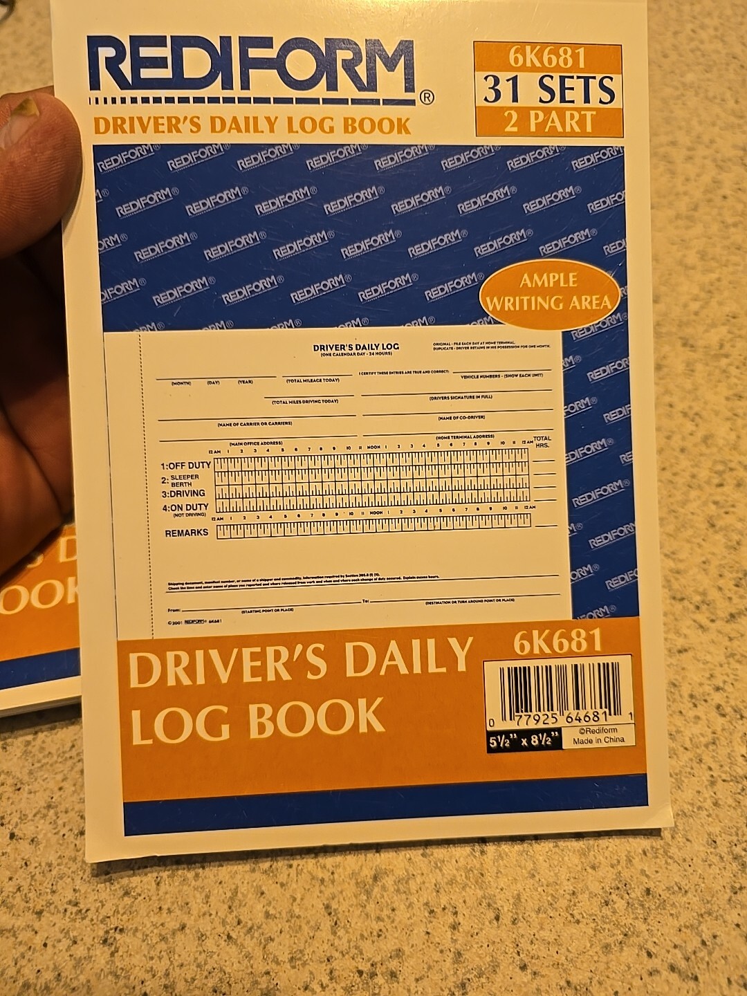 Rediform 6K681 Driver’s Daily Log 5 1/2 x 7 7/8 Duplicate with Carbons 3 Pack