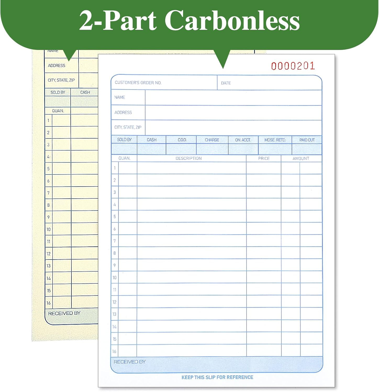 4 Pack Sales Order Book, 4-3/16 X 7-3/16″ Receipt Book with Carbon Copies,2-Part
