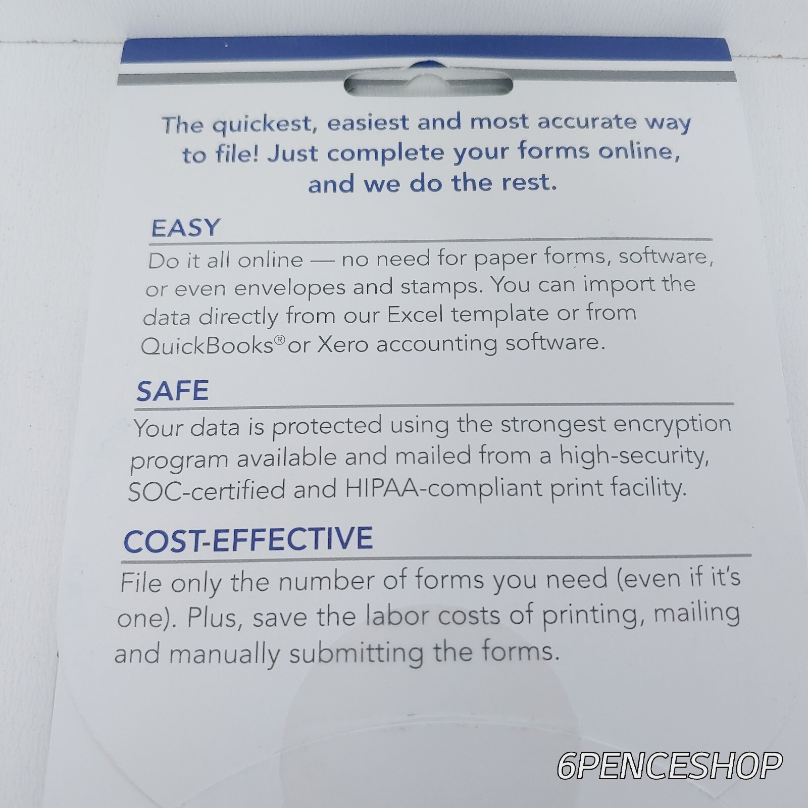 New FAST FILE Small Business Tax Filing Card, W2 & 1099 (Available 07/2024)