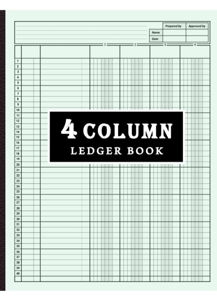 4 Column Ledger Book Accounting Financial Journal Business Record Keeping Book