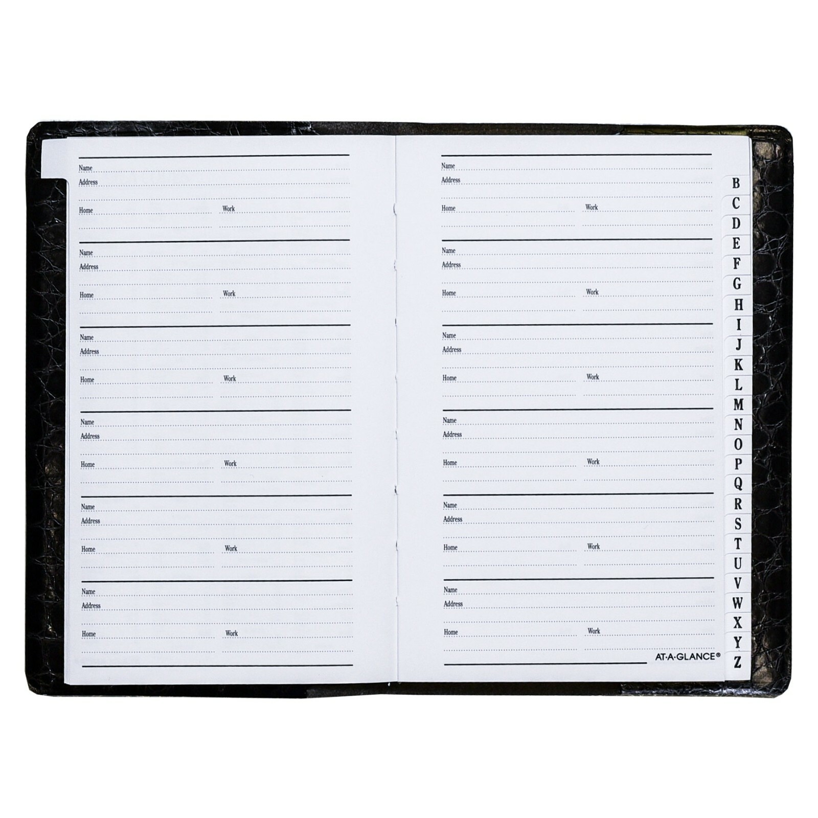 At-A-Glance 80-402 Telephone Address Book 4 x 6-1/8″, Black Faux Crocodile Cover