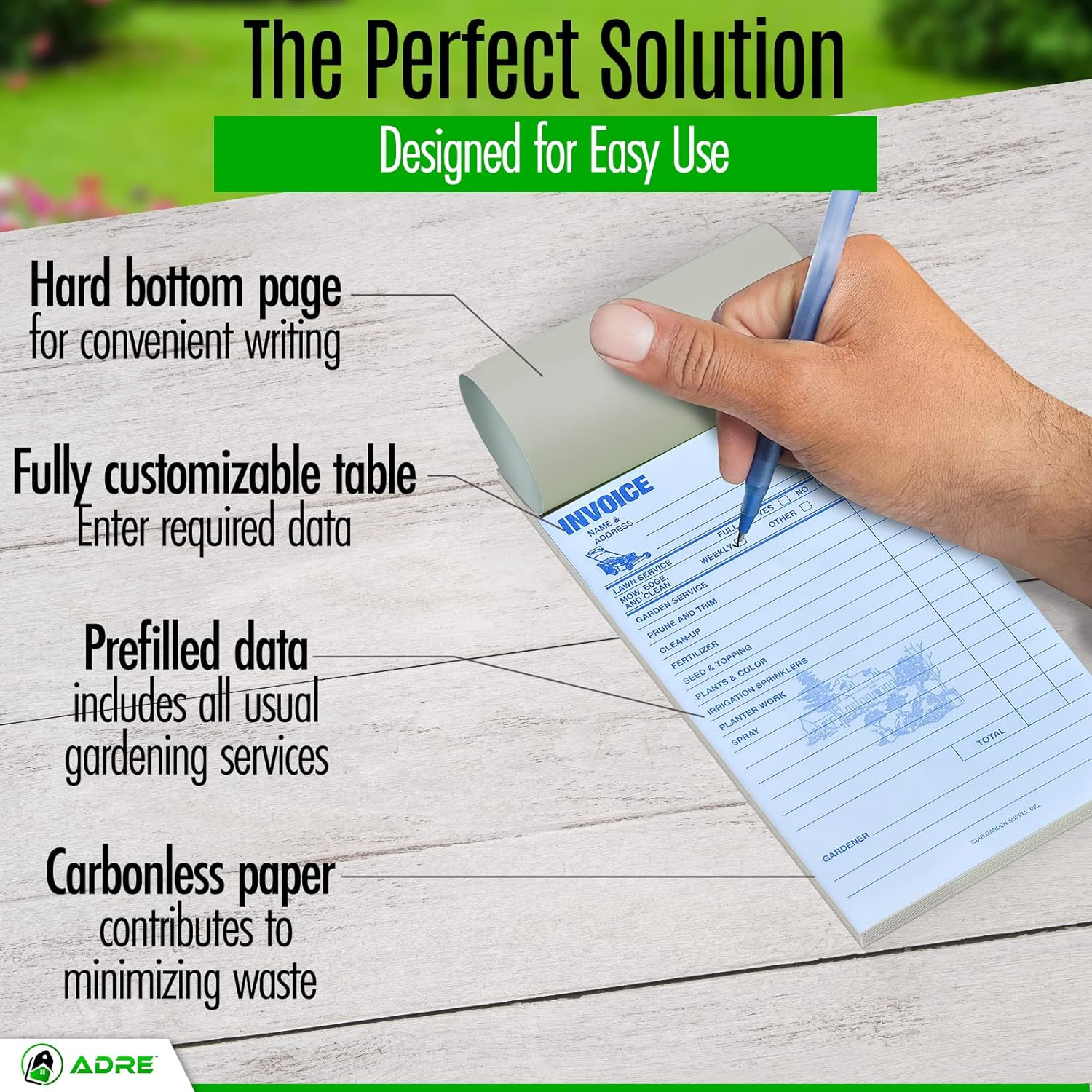 Professional Garden Service Invoice Book 50 Sets Includes Copy Invoice 100 Pages