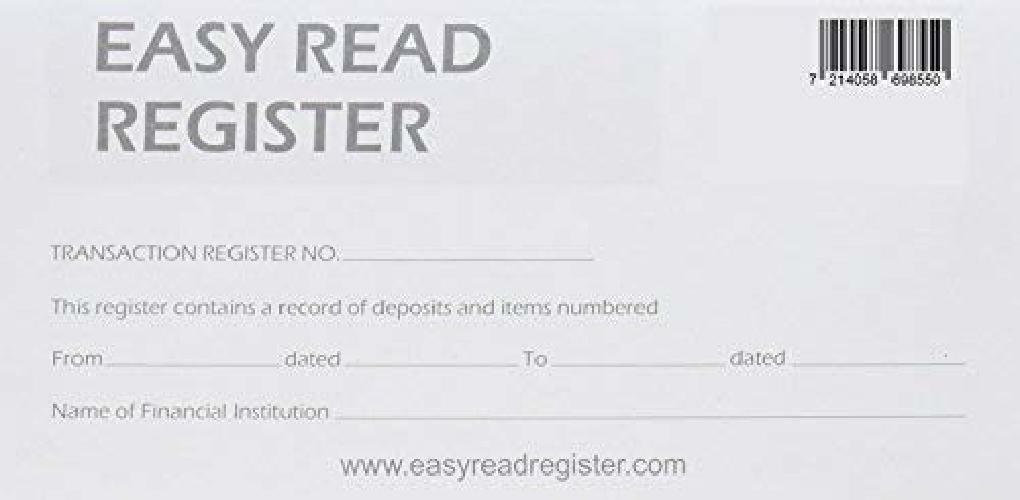 Easy Read Register 10 Checkbook Registers – 32 Pages with 510 Lines – 2019/20/21