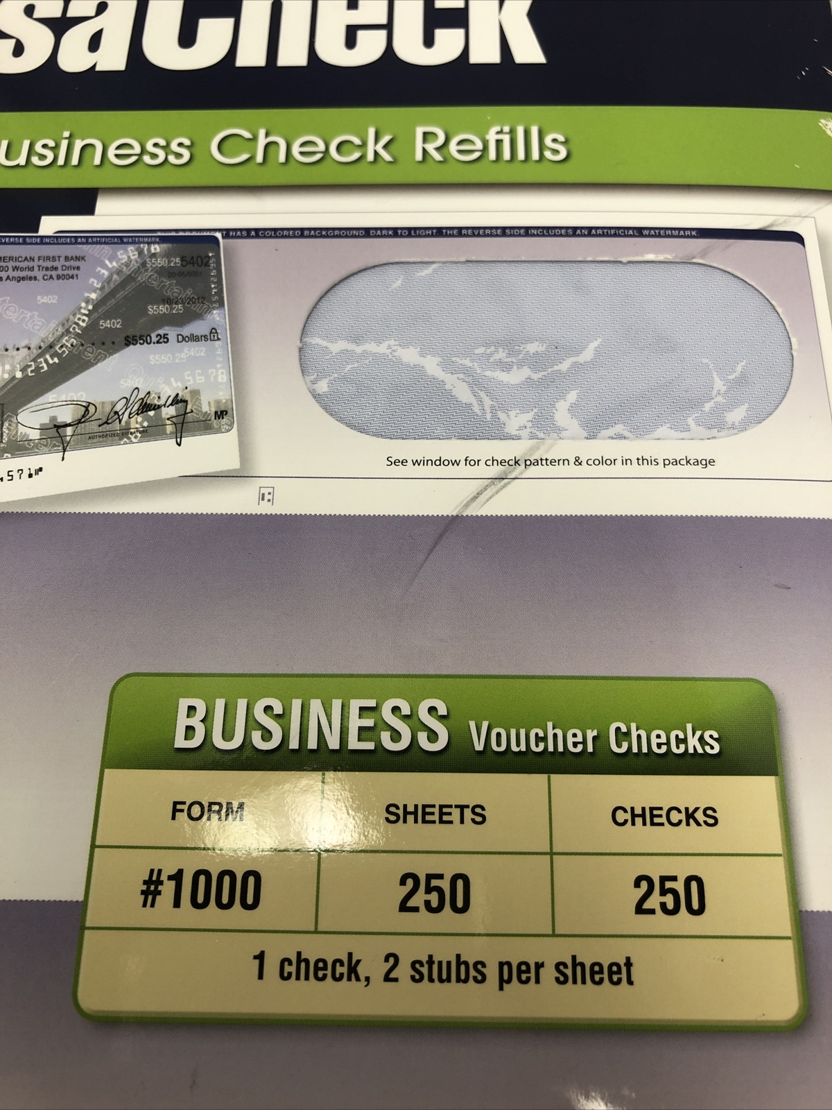 Versacheck Security Business Check Refills 10BP01-3524 #1000 250 sheets 250 chec