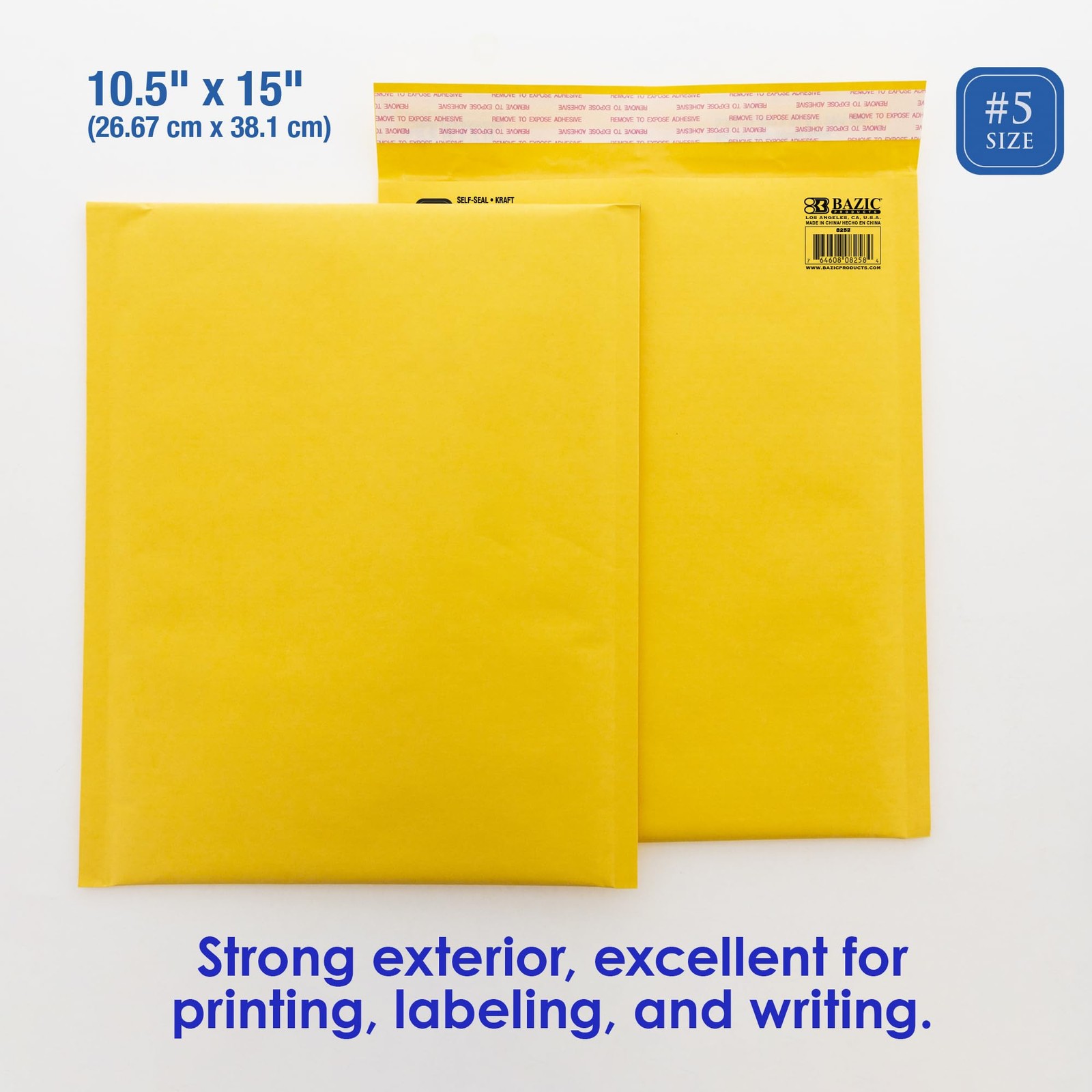 BAZIC Products Kraft Bubble Mailers #5 10.5″x15″ 1-Pack, (10.5″ X 15″)