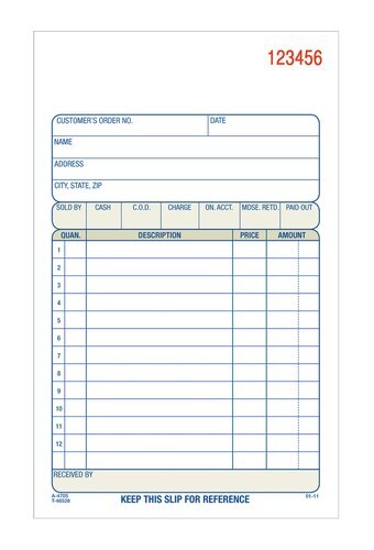 ABFTC470510 Sales Order Book, 3-Part, Carbonless, 4-3/16″ x 7-3/16″, 50 ST/BK