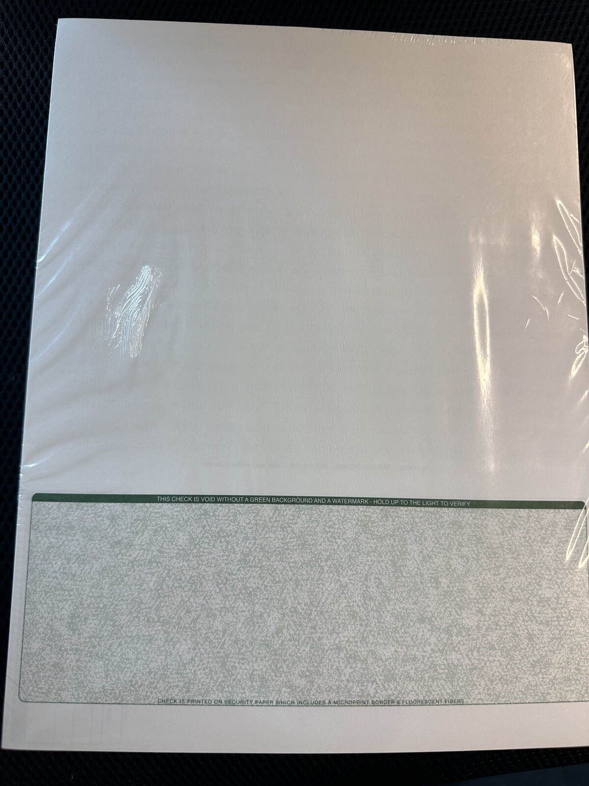 500 High Security Blank Check Stock Paper – Check on bottom- Green