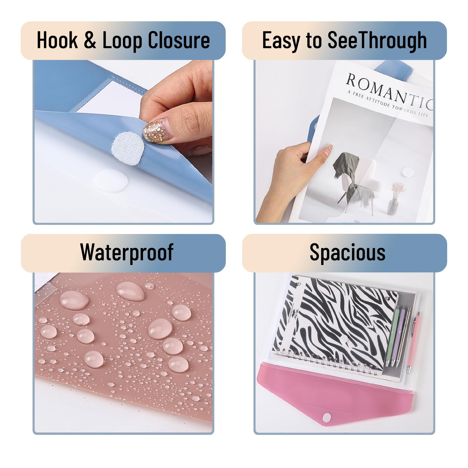 Mr. Pen- Clear Plastic Envelopes File Folders, 10 10 Pack, Multiple Colors