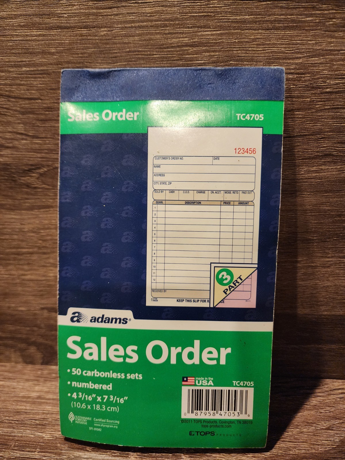 Adams TOPS Sales Order Book 7 3/16″ x 4 3/16″ 2 Part Carbonless.