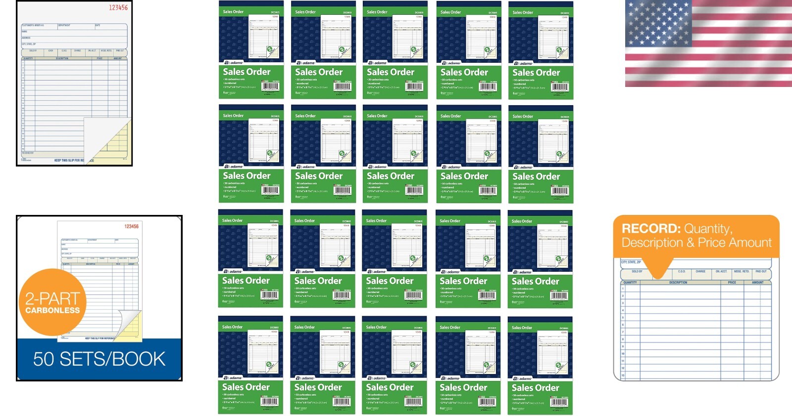 Professional 2-Part Carbonless Sales Order Book – 50 Sets, Compact Design