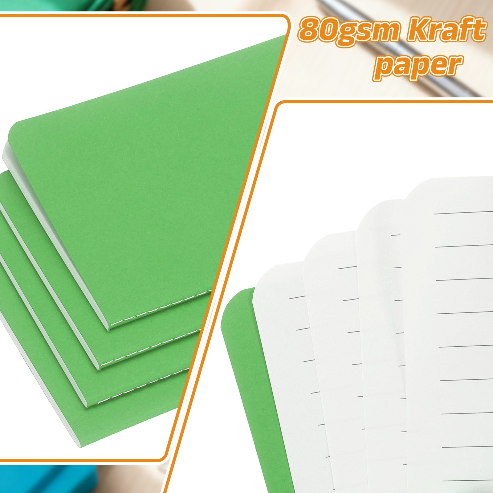 6 Pack A6 Notebook, A6 Journal Mini Notebook Pocket Kraft,Green