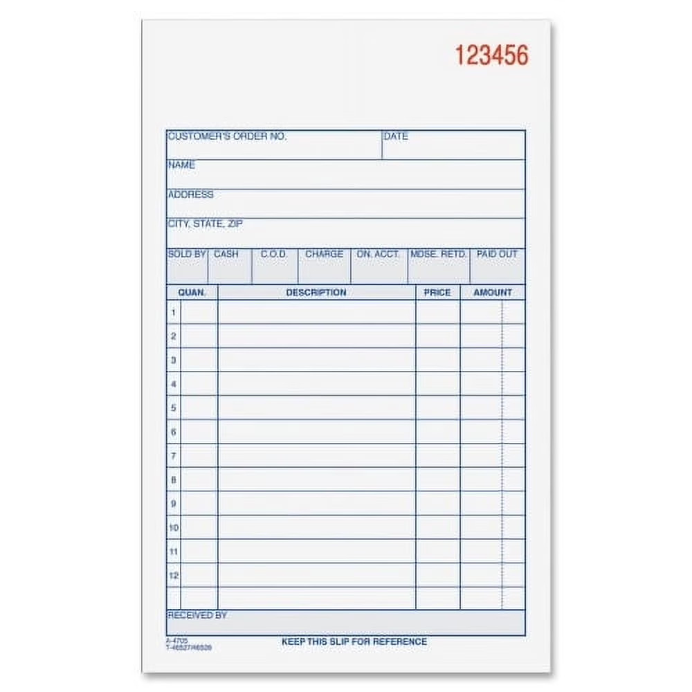 Sales Order Book, 3-Part, Carbonless, 4-3/16″ X 7-3/16″, 50 St/Bk