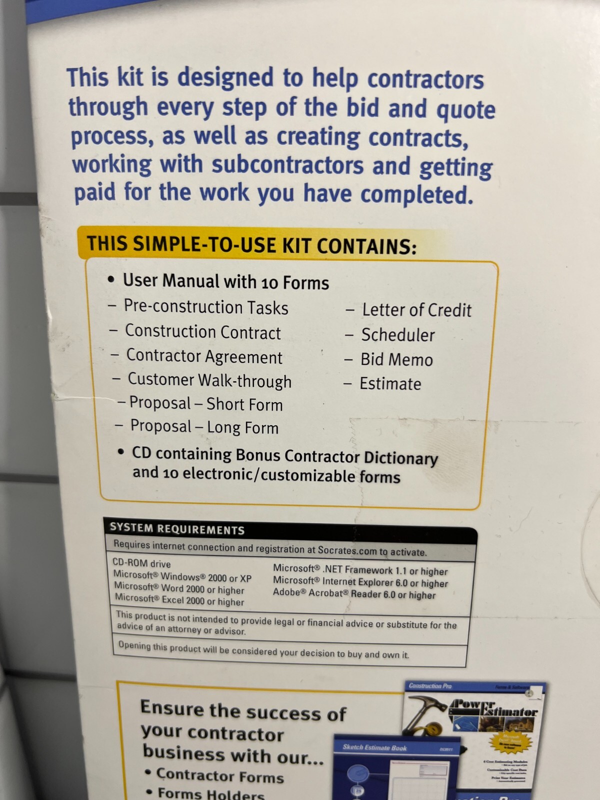 Adams Contractor Bids & Quotes Kit w/ CD & Manual – Short Form, Walk-through