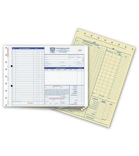 Garage Repair Orders – Large With Side-Stub And Carbons / Nebs/Deluxe 654