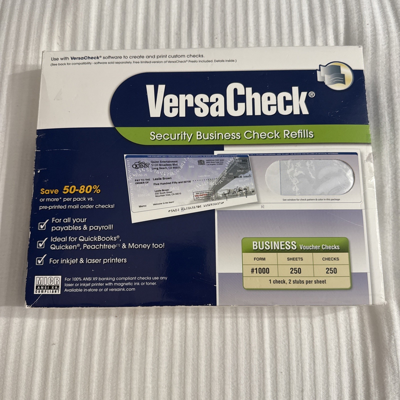 Versacheck Security Business Voucher Check Refill Form #1000