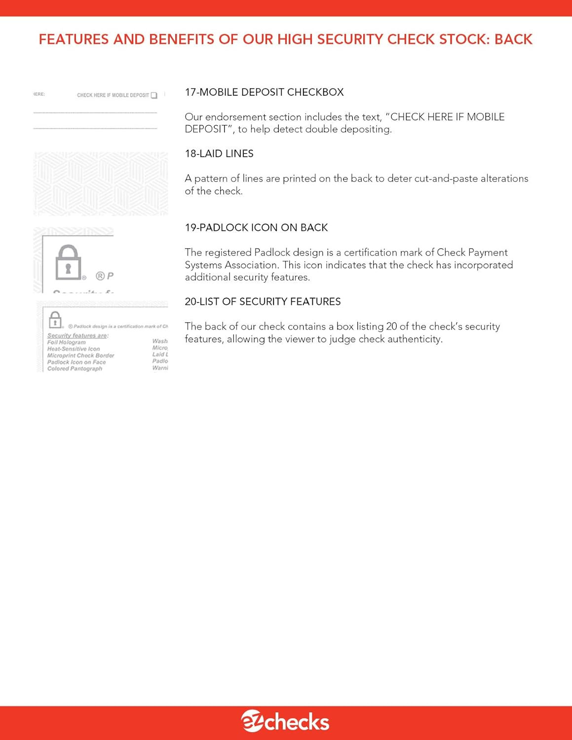 EZ Checks High Security Check Paper with Hologram & 20 Security Features | 500 S
