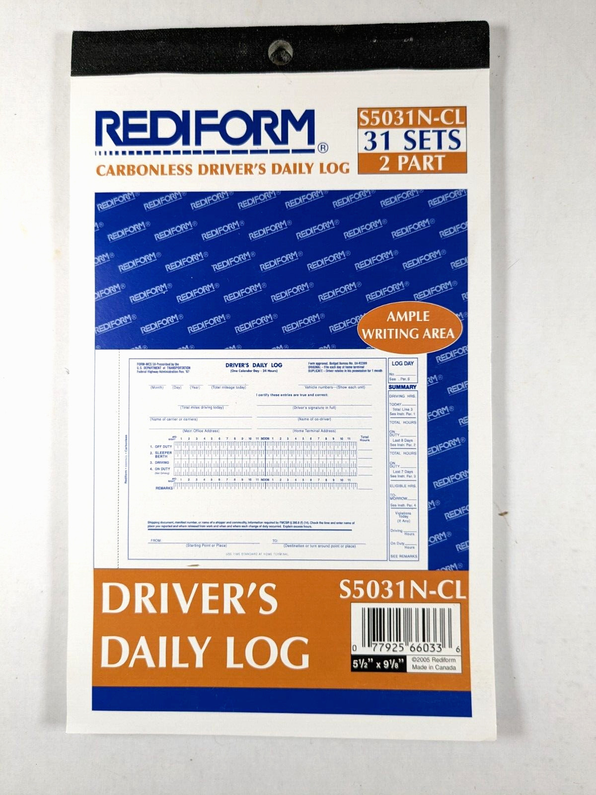 Rediform Carbonless 2-part Driver’s Daily Log Book – 2 Part -S5031N-CL
