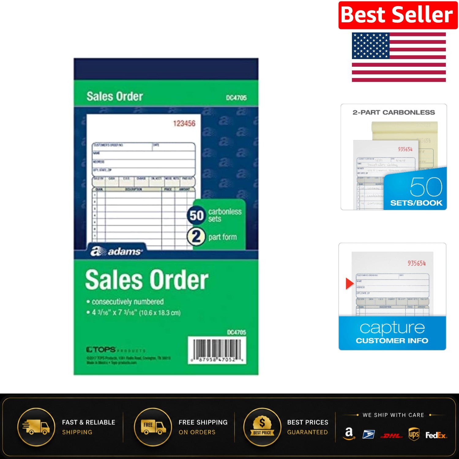 Elegant Carbonless Order Books – Customizable 2-Part Invoices, 4-3/16″ x 7-3/16″