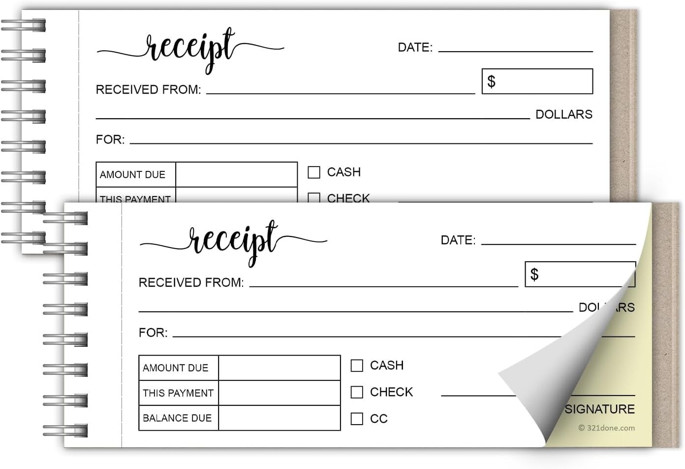 2-Pack Carbon Copy Receipt Book Set